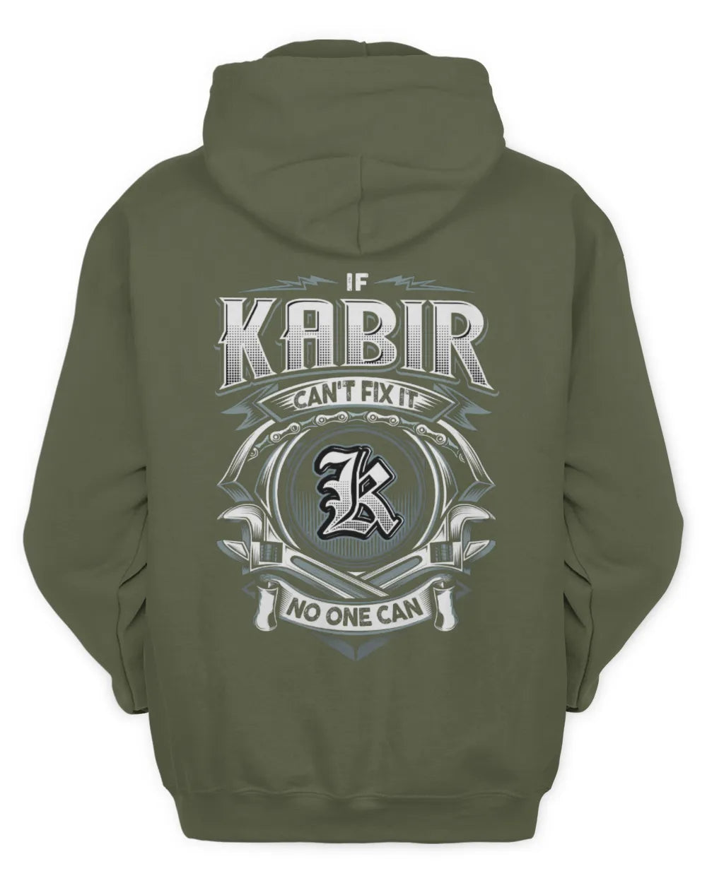 KABIR AP81-K4-626 - Personalized Ahmed Quote Apparel “If Ahmed Can't Fix It, No One Can” - Unisex Hoodie - Military Green