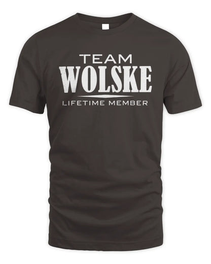 WOLSKE BL62-K4-128 - Personalized “Team NAME Lifetime Member” - Unisex Standard T-Shirt - Dark Chocolate