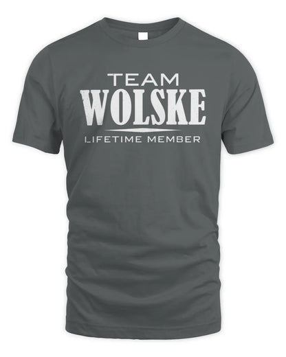 WOLSKE BL62-K4-128 - Personalized “Team NAME Lifetime Member” - Unisex Standard T-Shirt - Charcoal