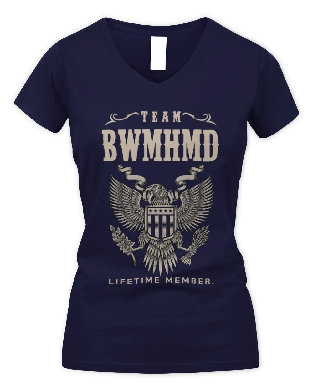 BWMHMD TP06-K82 – Personalized Classic Style Apparel “Team NAME Lifetime Member” - Women's V-Neck T-Shirt - Navy