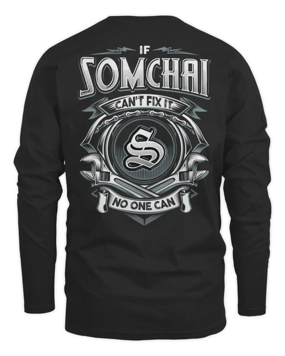 SOMCHAI AP81-K4-626 - Personalized Ahmed Quote Apparel “If Ahmed Can't Fix It, No One Can” - Men's Long Sleeved T-Shirt - Black