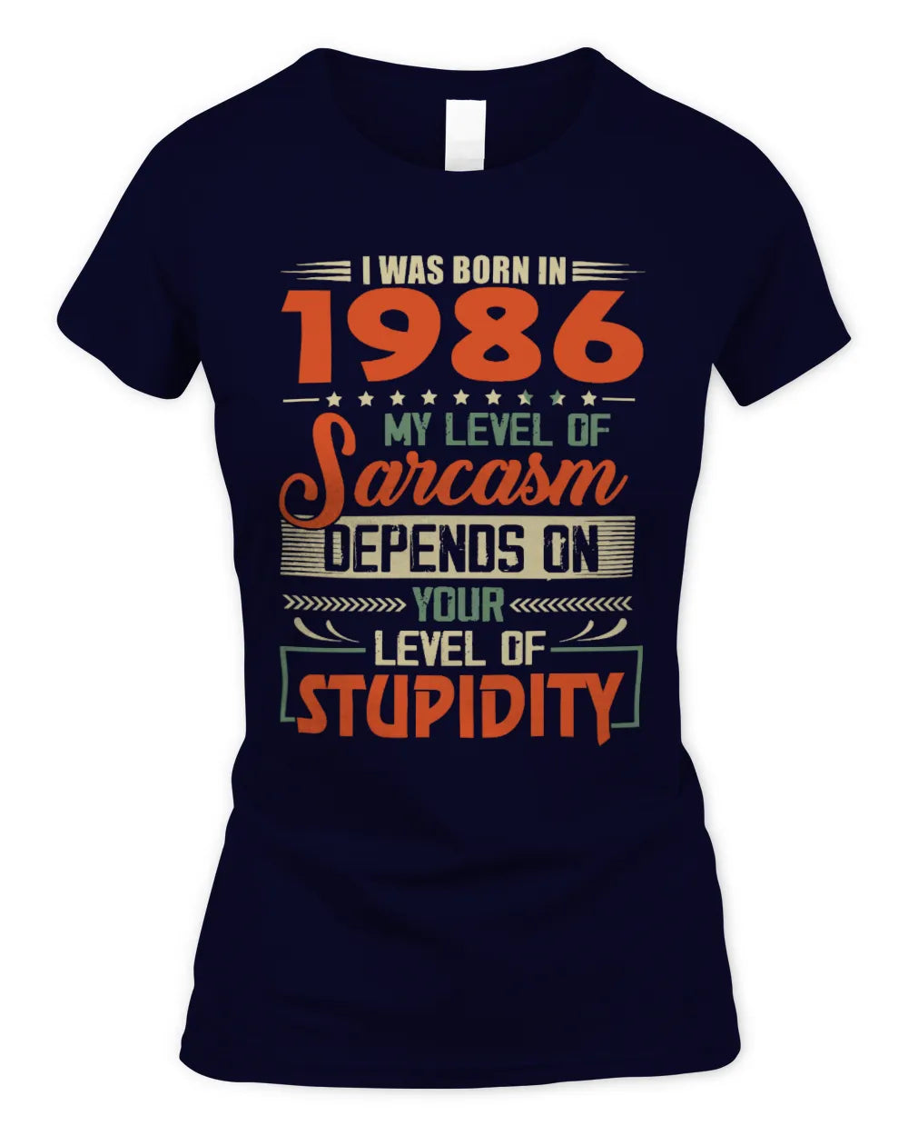 1986 HH89-K2 – Vintage Born to Be Sarcastic T-Shirt - Women's Standard T-Shirt - Navy