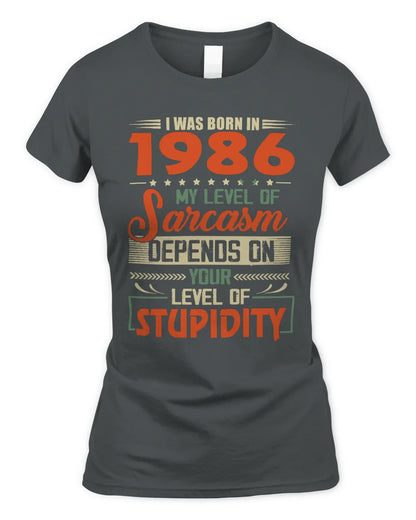 1986 HH89-K2 – Vintage Born to Be Sarcastic T-Shirt - Women's Standard T-Shirt - Charcoal