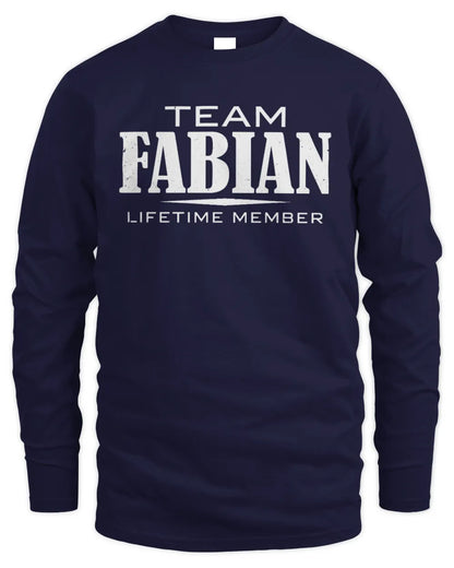 FABIAN BL62-K4-128 - Personalized “Team NAME Lifetime Member” - Men's Long Sleeved T-Shirt - Navy