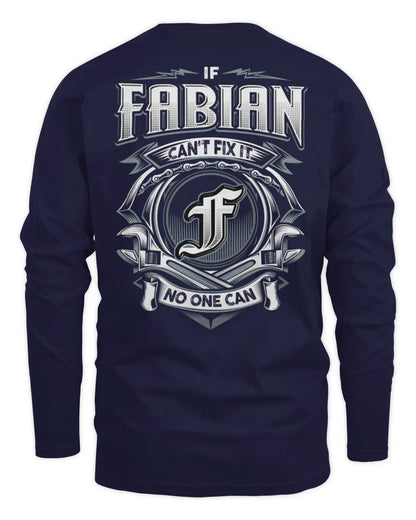 FABIAN AP81-K4-626 - Personalized Ahmed Quote Apparel “If Ahmed Can't Fix It, No One Can” - Men's Long Sleeved T-Shirt - Navy