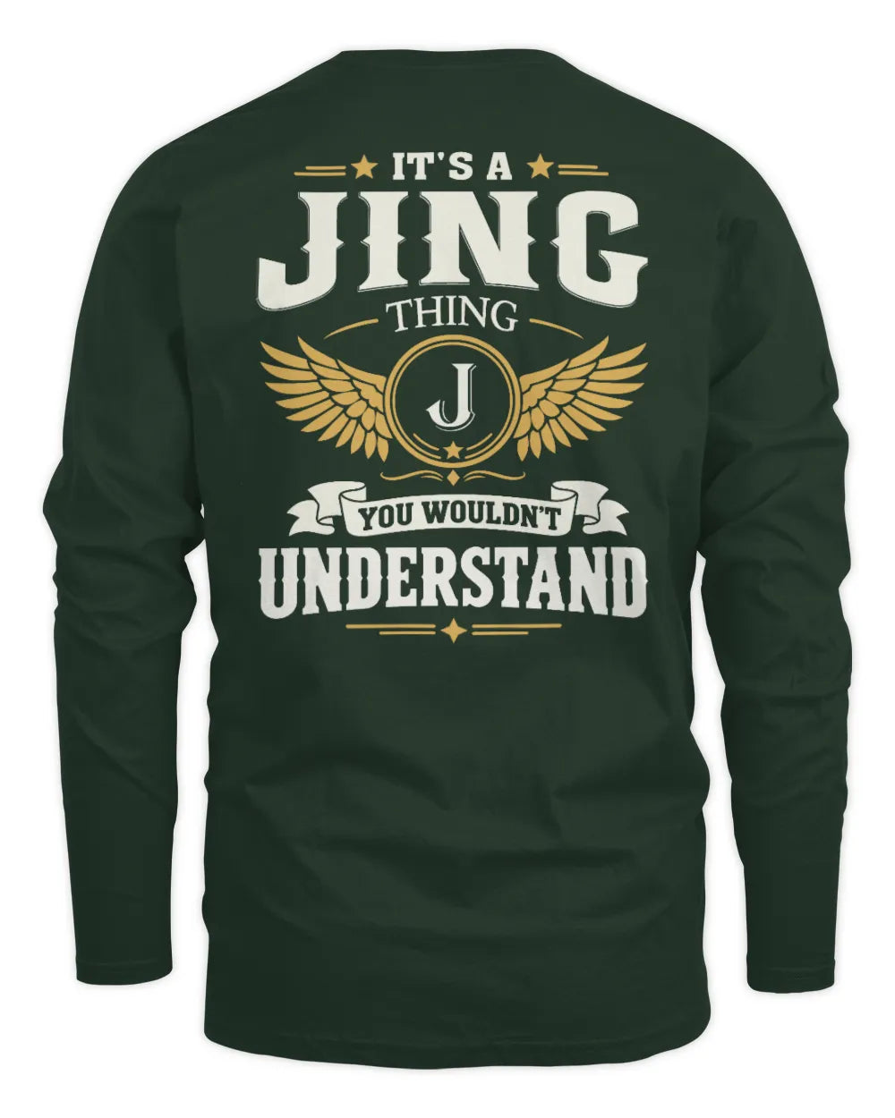 JING KT06-M008 It’s a [NAME] Thing – You Wouldn’t Understand | Personalized Vintage T-Shirt - Men's Long Sleeved T-Shirt - Forest Green