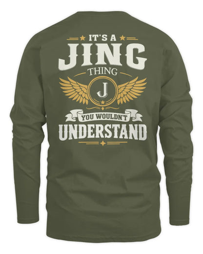 JING KT06-M008 It’s a [NAME] Thing – You Wouldn’t Understand | Personalized Vintage T-Shirt - Men's Long Sleeved T-Shirt - Military Green