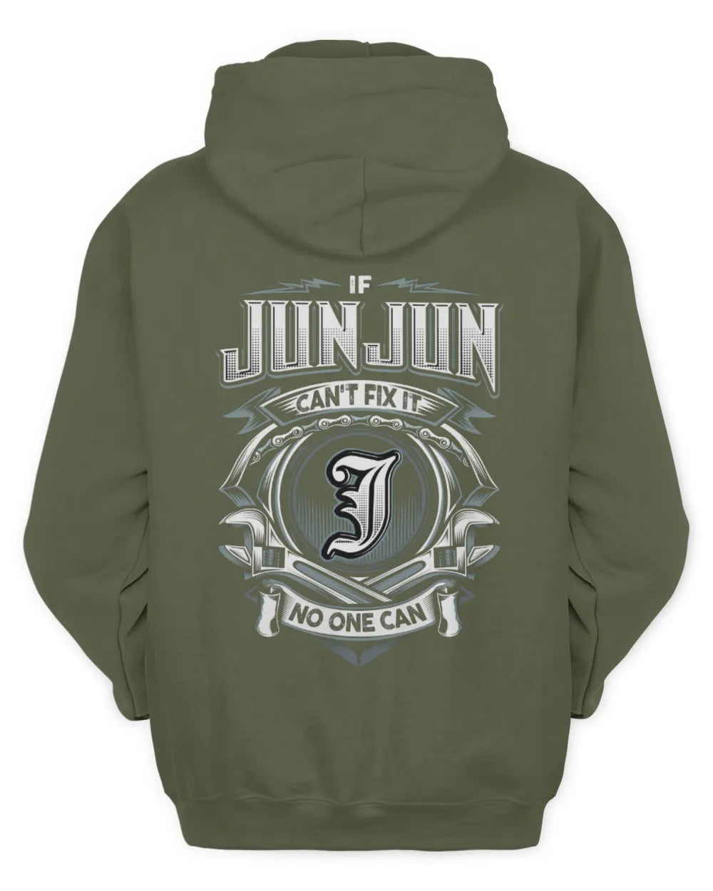 JUNJUN AP81-K4-626 - Personalized Ahmed Quote Apparel “If Ahmed Can't Fix It, No One Can” - Unisex Hoodie - Military Green
