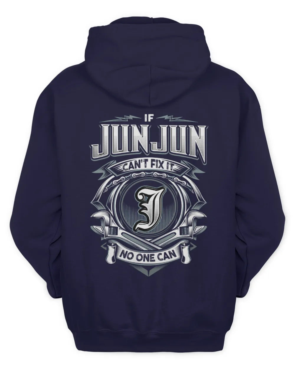 JUNJUN AP81-K4-626 - Personalized Ahmed Quote Apparel “If Ahmed Can't Fix It, No One Can” - Unisex Hoodie - Navy