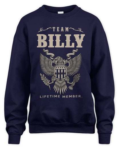 BILLY TP06-K82 – Personalized Classic Style Apparel “Team NAME Lifetime Member” - Unisex Sweatshirt - Navy