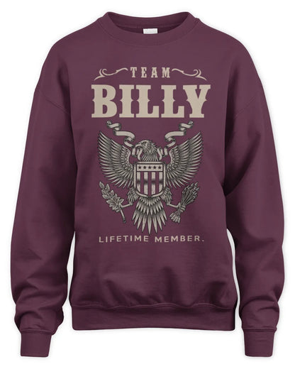 BILLY TP06-K82 – Personalized Classic Style Apparel “Team NAME Lifetime Member” - Unisex Sweatshirt - Maroon