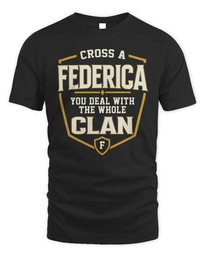 FEDERICA NT1-K008 Cross A/An NAME, You Deal With the Whole Clan | Personalized Vintage T-Shirt - Unisex Standard T-Shirt - Black