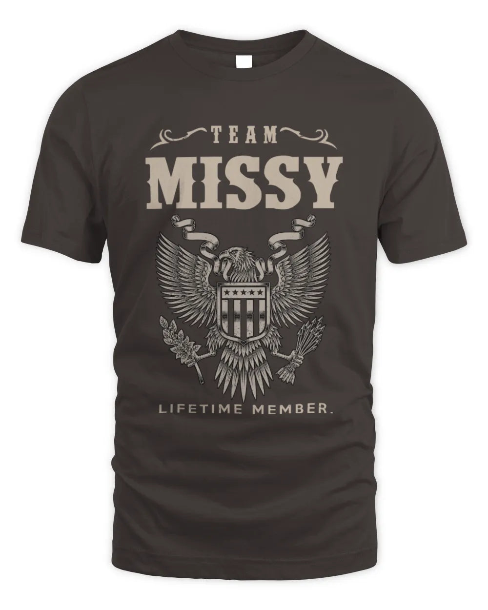 MISSY TP06-K82 – Personalized Classic Style Apparel “Team NAME Lifetime Member” - Unisex Standard T-Shirt - Dark Chocolate