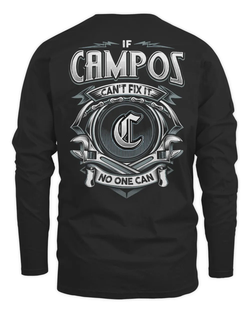 CAMPOS AP81-K4-626 - Personalized Ahmed Quote Apparel “If Ahmed Can't Fix It, No One Can” - Men's Long Sleeved T-Shirt - Black
