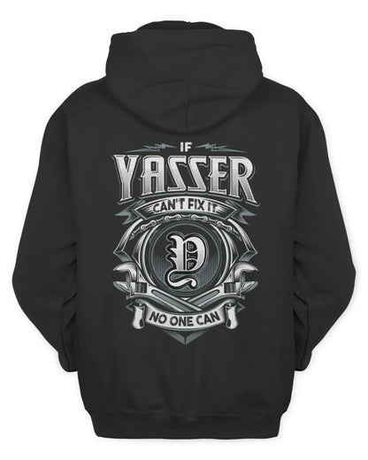 YASSER AP81-K4-626 - Personalized Ahmed Quote Apparel “If Ahmed Can't Fix It, No One Can” - Unisex Hoodie - Black