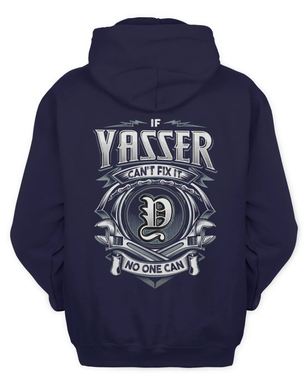 YASSER AP81-K4-626 - Personalized Ahmed Quote Apparel “If Ahmed Can't Fix It, No One Can” - Unisex Hoodie - Navy