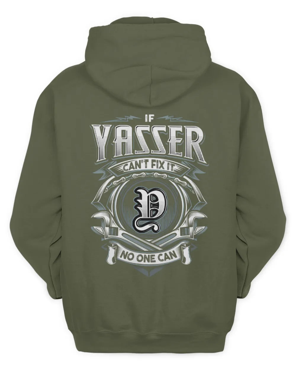 YASSER AP81-K4-626 - Personalized Ahmed Quote Apparel “If Ahmed Can't Fix It, No One Can” - Unisex Hoodie - Military Green