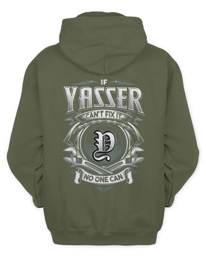 YASSER AP81-K4-626 - Personalized Ahmed Quote Apparel “If Ahmed Can't Fix It, No One Can” - Unisex Hoodie - Military Green