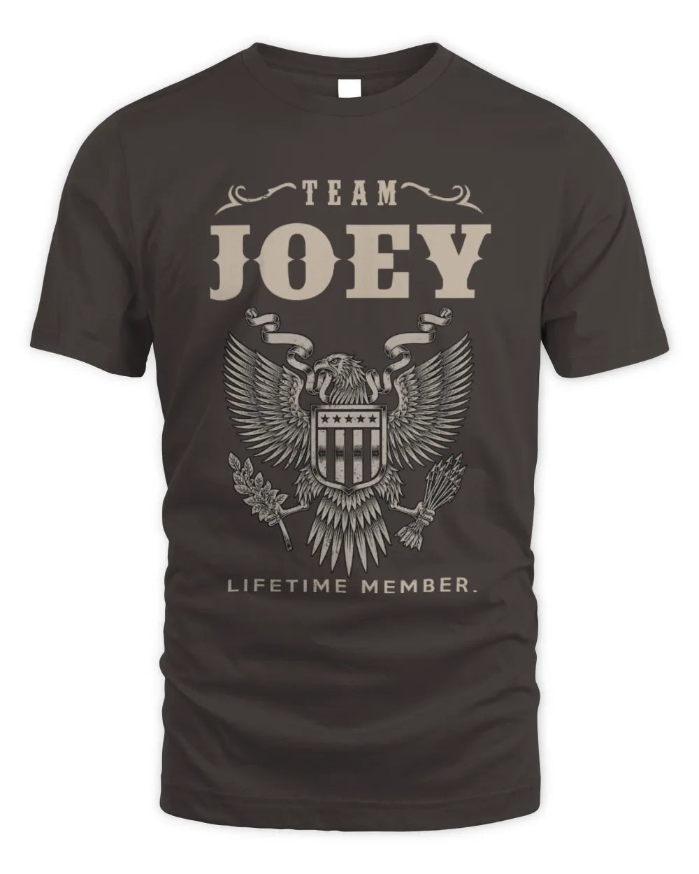 JOEY TP06-K82 – Personalized Classic Style Apparel “Team NAME Lifetime Member” - Unisex Standard T-Shirt - Dark Chocolate