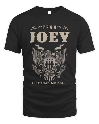 JOEY TP06-K82 – Personalized Classic Style Apparel “Team NAME Lifetime Member” - Unisex Standard T-Shirt - Black