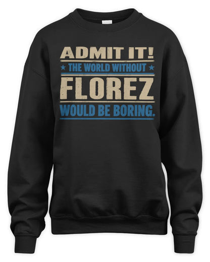 FLOREZ TP68-K2-968 – Personalized Funny Quote Apparel “The World Without NAME Would Be Boring” - Unisex Sweatshirt - Black