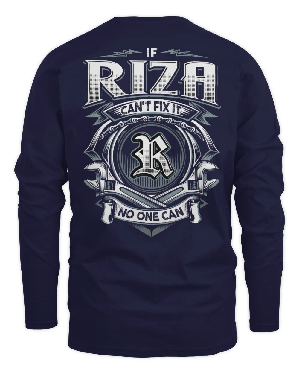 RIZA AP81-K4-626 - Personalized Ahmed Quote Apparel “If Ahmed Can't Fix It, No One Can” - Men's Long Sleeved T-Shirt - Navy