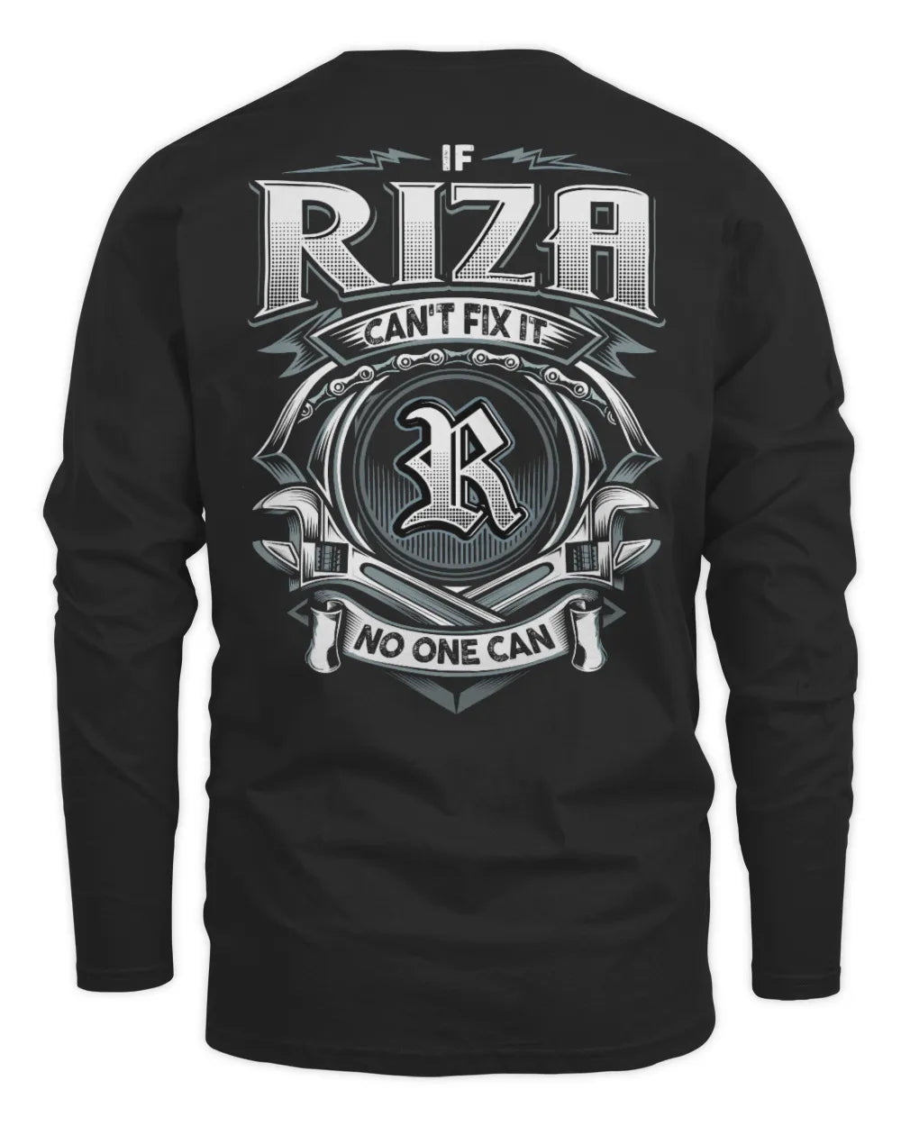 RIZA AP81-K4-626 - Personalized Ahmed Quote Apparel “If Ahmed Can't Fix It, No One Can” - Men's Long Sleeved T-Shirt - Black