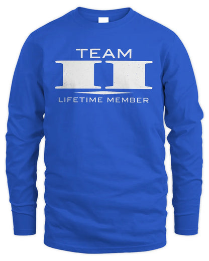 II BL62-K4-128 - Personalized “Team NAME Lifetime Member” - Men's Long Sleeved T-Shirt - Royal