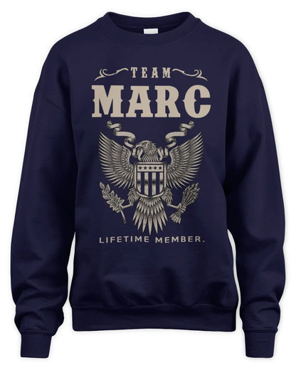MARC TP06-K82 – Personalized Classic Style Apparel “Team NAME Lifetime Member” - Unisex Sweatshirt - Navy