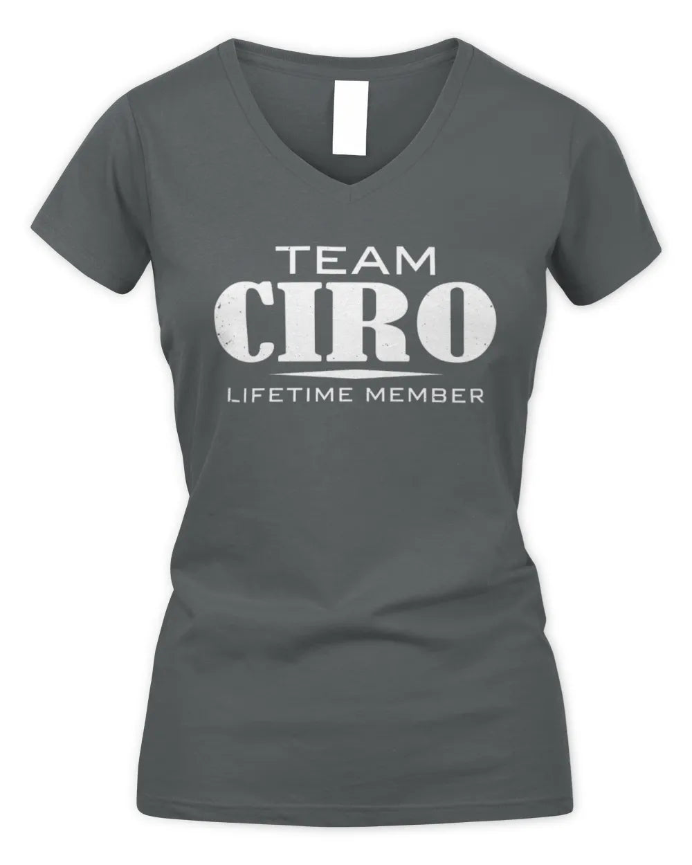 CIRO BL62-K4-128 - Personalized “Team AARON Lifetime Member” - Women's V-Neck T-Shirt - Charcoal