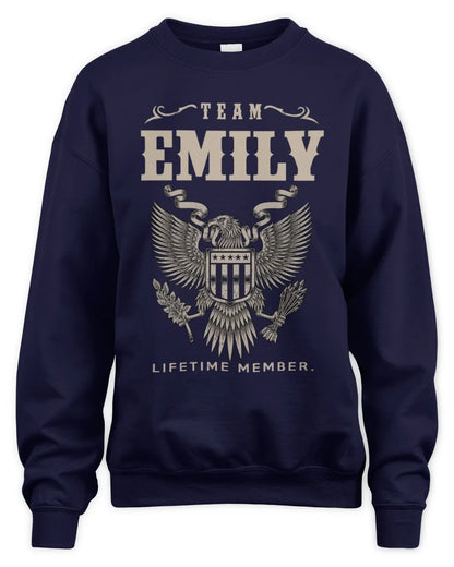 EMILY TP06-K82 – Personalized Classic Style Apparel “Team NAME Lifetime Member” - Unisex Sweatshirt - Navy