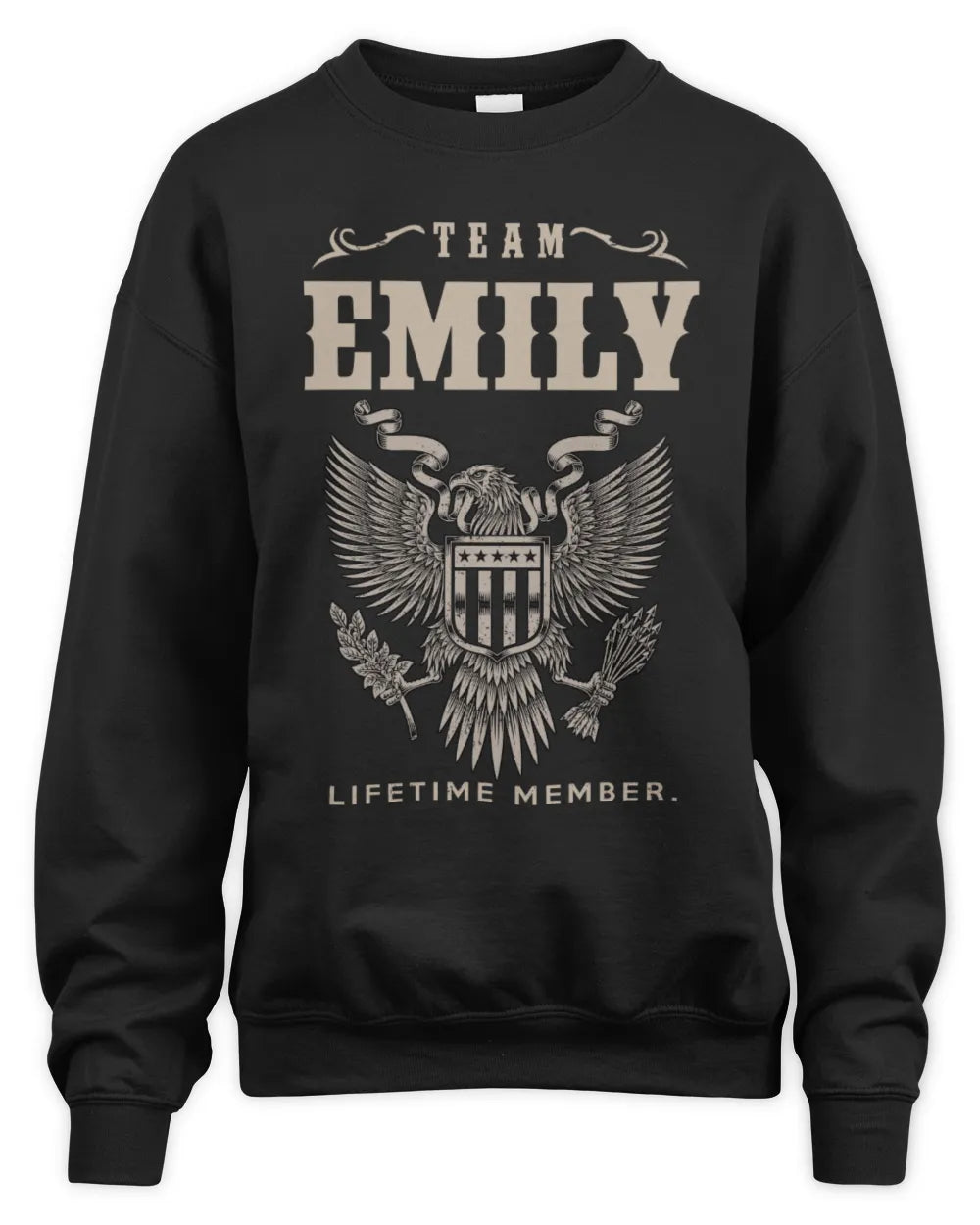 EMILY TP06-K82 – Personalized Classic Style Apparel “Team NAME Lifetime Member” - Unisex Sweatshirt - Black
