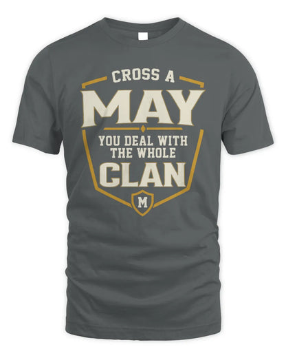MAY NT1-K008 Cross A/An NAME, You Deal With the Whole Clan | Personalized Vintage T-Shirt - Unisex Standard T-Shirt - Charcoal