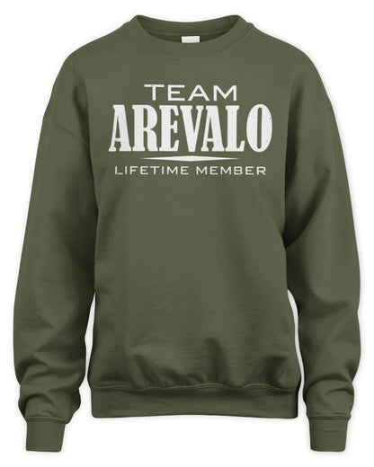 AREVALO BL62-K4-128 - Personalized “Team NAME Lifetime Member” - Unisex Sweatshirt - Military Green