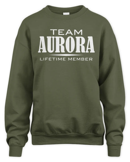 AURORA BL62-K4-128 - Personalized “Team NAME Lifetime Member” - Unisex Sweatshirt - Military Green