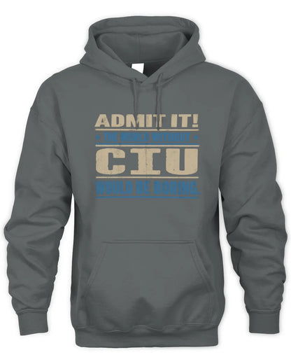 CIU TP68-K2-968 – Personalized Funny Quote Apparel “The World Without NAME Would Be Boring” - Unisex Hoodie - Charcoal