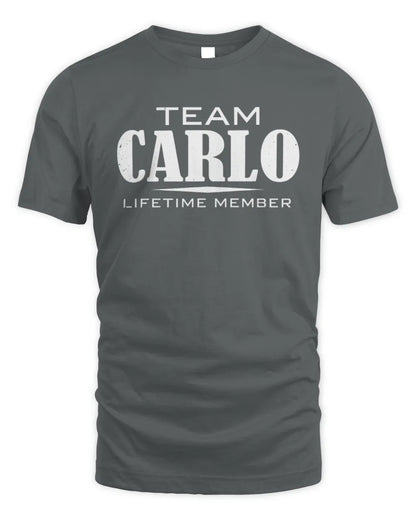 CARLO BL62-K4-128 - Personalized “Team NAME Lifetime Member” - Unisex Standard T-Shirt - Charcoal