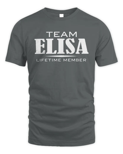 ELISA BL62-K4-128 - Personalized “Team NAME Lifetime Member” - Unisex Standard T-Shirt - Charcoal