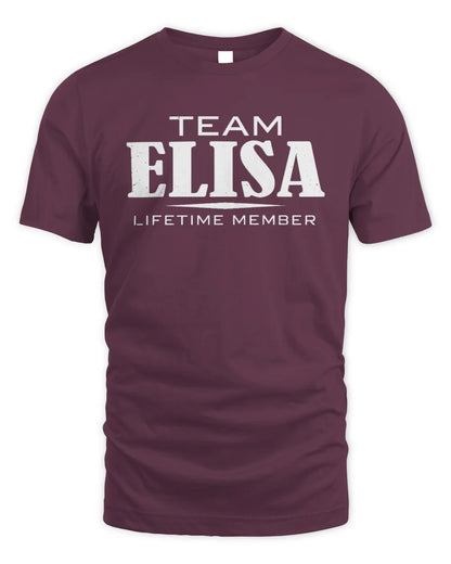 ELISA BL62-K4-128 - Personalized “Team NAME Lifetime Member” - Unisex Standard T-Shirt - Maroon