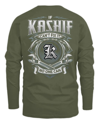 KASHIF AP81-K4-626 - Personalized Ahmed Quote Apparel “If Ahmed Can't Fix It, No One Can” - Men's Long Sleeved T-Shirt - Military Green