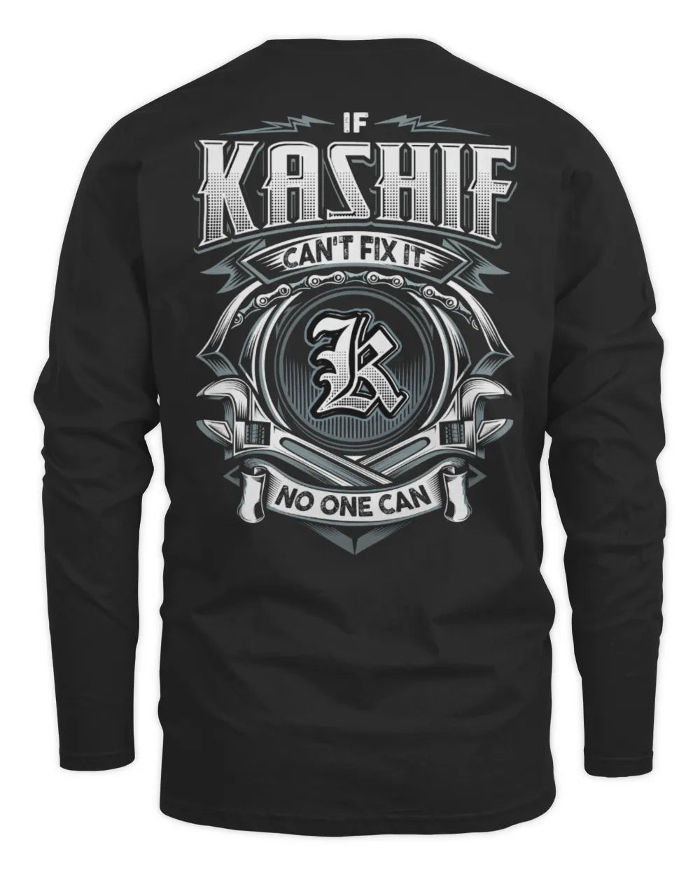 KASHIF AP81-K4-626 - Personalized Ahmed Quote Apparel “If Ahmed Can't Fix It, No One Can” - Men's Long Sleeved T-Shirt - Black