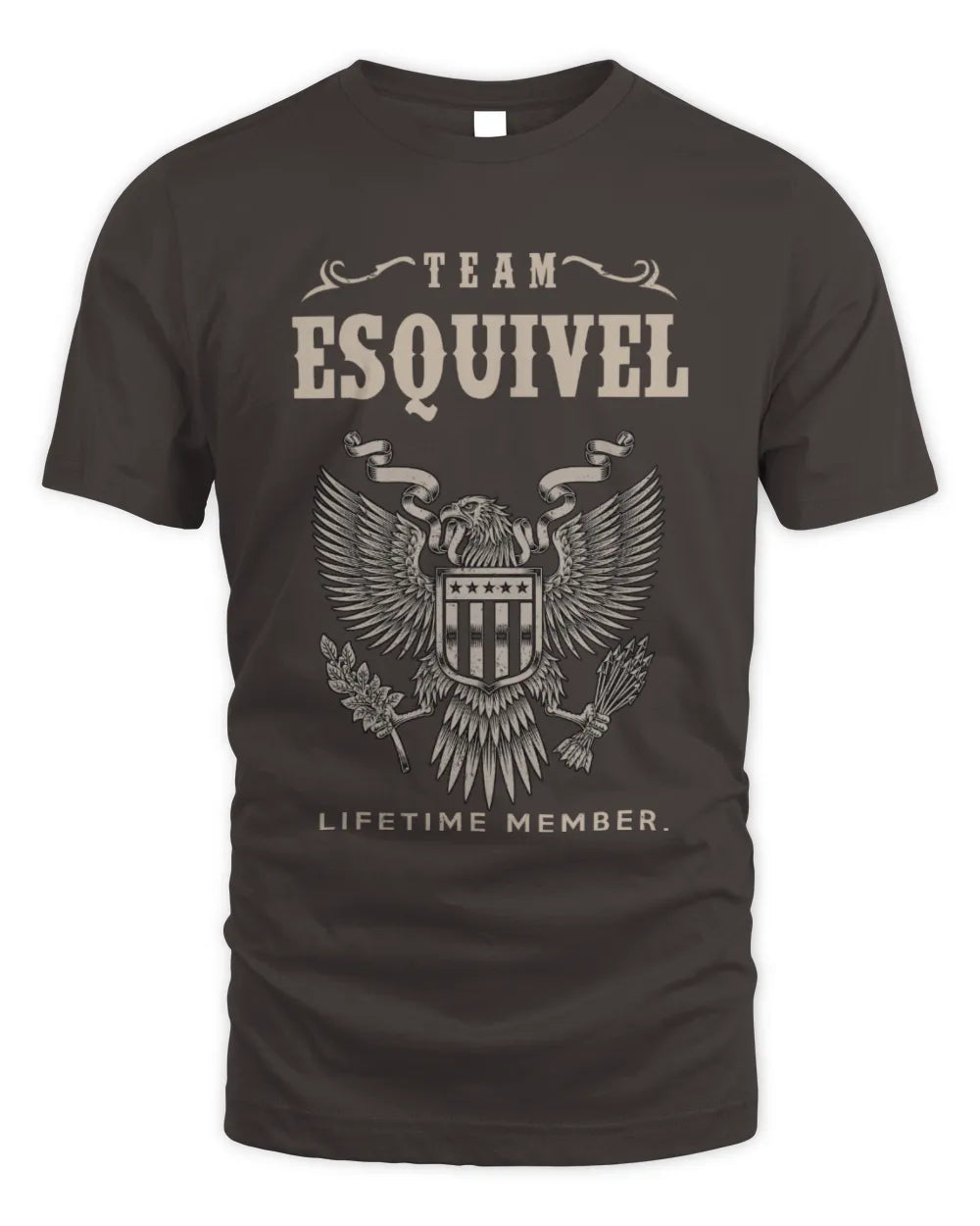 ESQUIVEL TP06-K82 – Personalized Classic Style Apparel “Team NAME Lifetime Member” - Unisex Standard T-Shirt - Dark Chocolate