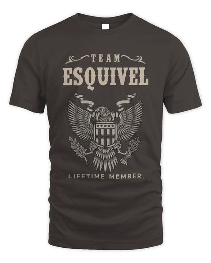 ESQUIVEL TP06-K82 – Personalized Classic Style Apparel “Team NAME Lifetime Member” - Unisex Standard T-Shirt - Dark Chocolate