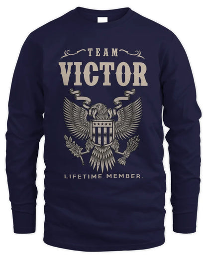 VICTOR TP06-K82 – Personalized Classic Style Apparel “Team NAME Lifetime Member” - Men's Long Sleeved T-Shirt - Navy