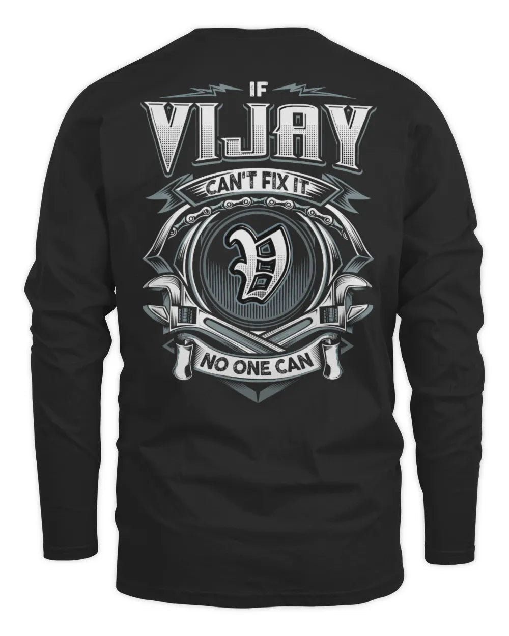 VIJAY AP81-K4-626 - Personalized Ahmed Quote Apparel “If Ahmed Can't Fix It, No One Can” - Men's Long Sleeved T-Shirt - Black