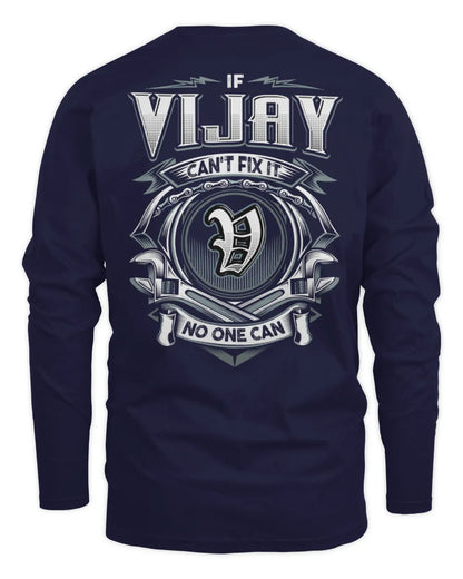 VIJAY AP81-K4-626 - Personalized Ahmed Quote Apparel “If Ahmed Can't Fix It, No One Can” - Men's Long Sleeved T-Shirt - Navy