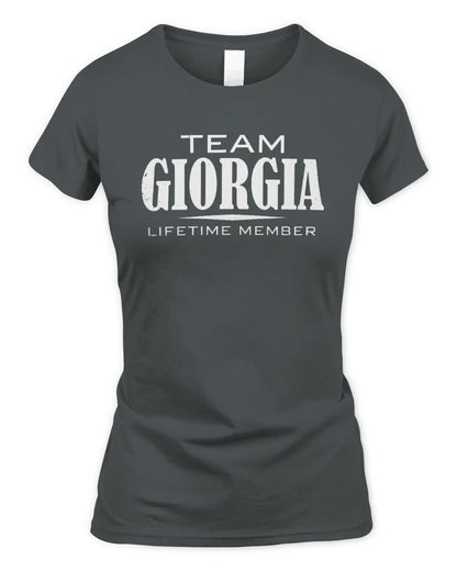 GIORGIA BL62-K4-128 - Personalized “Team NAME Lifetime Member” - Women's Standard T-Shirt - Charcoal