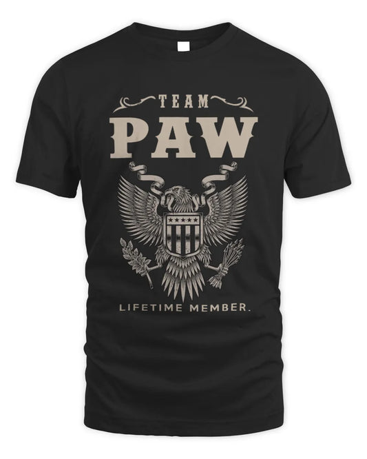 PAW TP06-K82 – Personalized Classic Style Apparel “Team NAME Lifetime Member” - Unisex Standard T-Shirt - Black