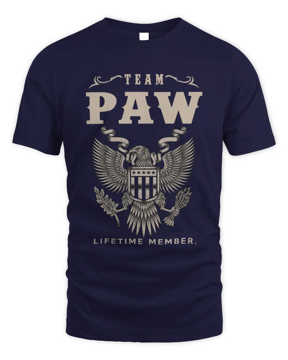 PAW TP06-K82 – Personalized Classic Style Apparel “Team NAME Lifetime Member” - Unisex Standard T-Shirt - Navy