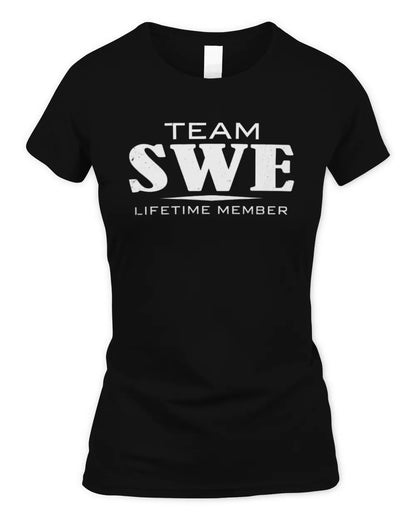 SWE BL62-K4-128 - Personalized “Team NAME Lifetime Member” - Women's Standard T-Shirt - Black